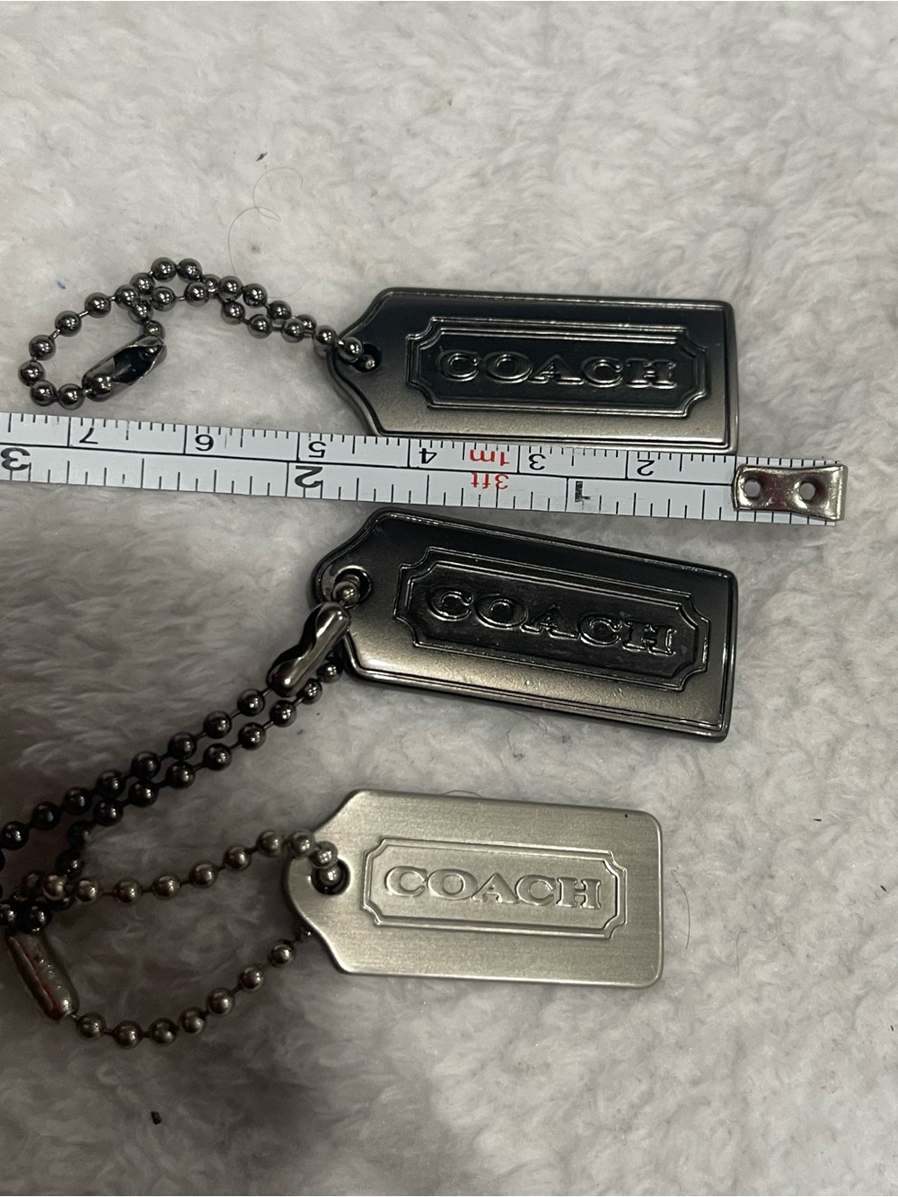 Coach Silver & Gun Metal Tone Hang Tag Keychains - Trio